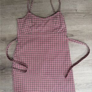 Brandy Melville Pink and Black Plaid Dress